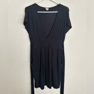 Wilfred Black V-Neck Short Sleeve Mini Dress, Size L